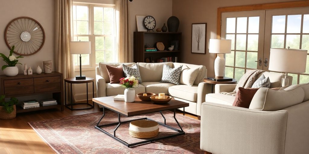 Cozy living room with stylish Wayfair furniture and decor.