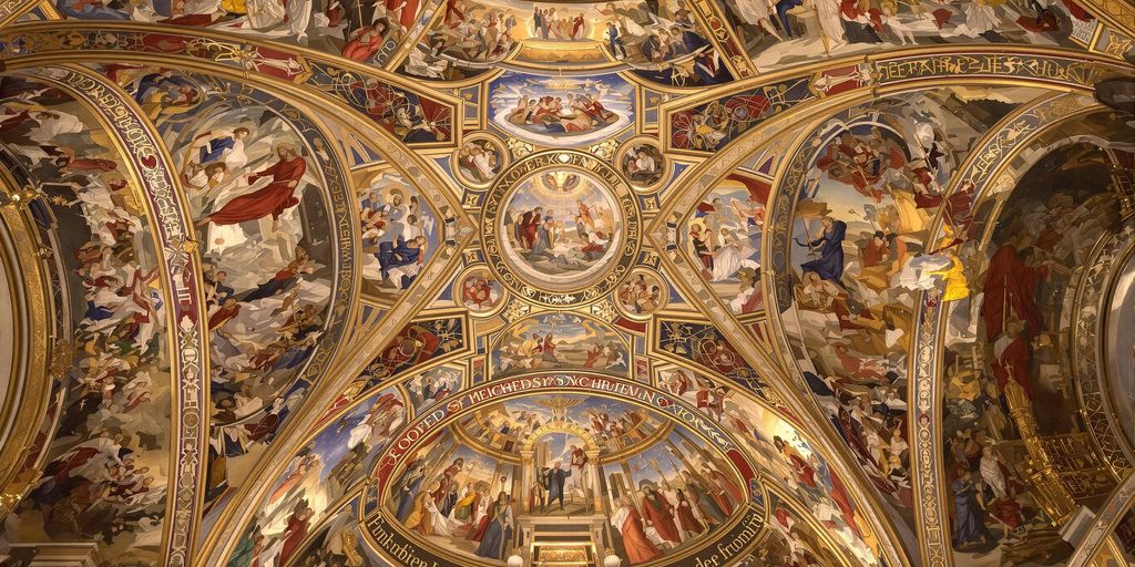 Michelangelo's stunning ceiling frescoes in the Sistine Chapel.