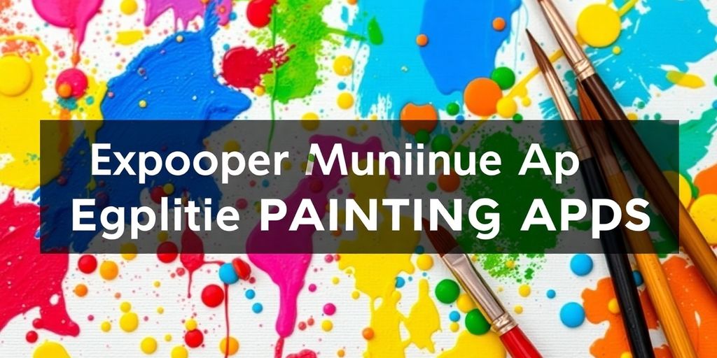 Colorful paint palette and brushes with abstract painting.