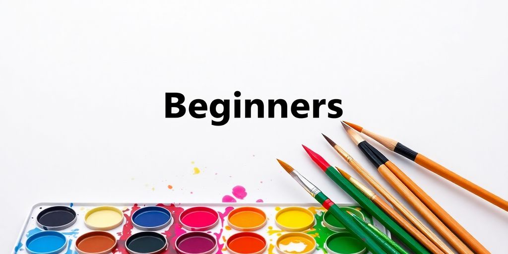 Acrylic paints and brushes on a canvas, inviting creativity.