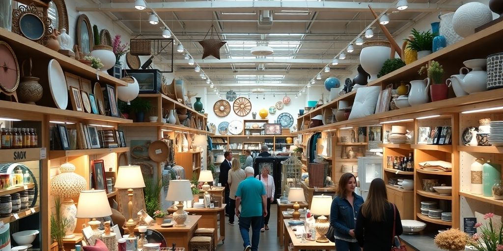 Interior of a home goods store with decorative items.