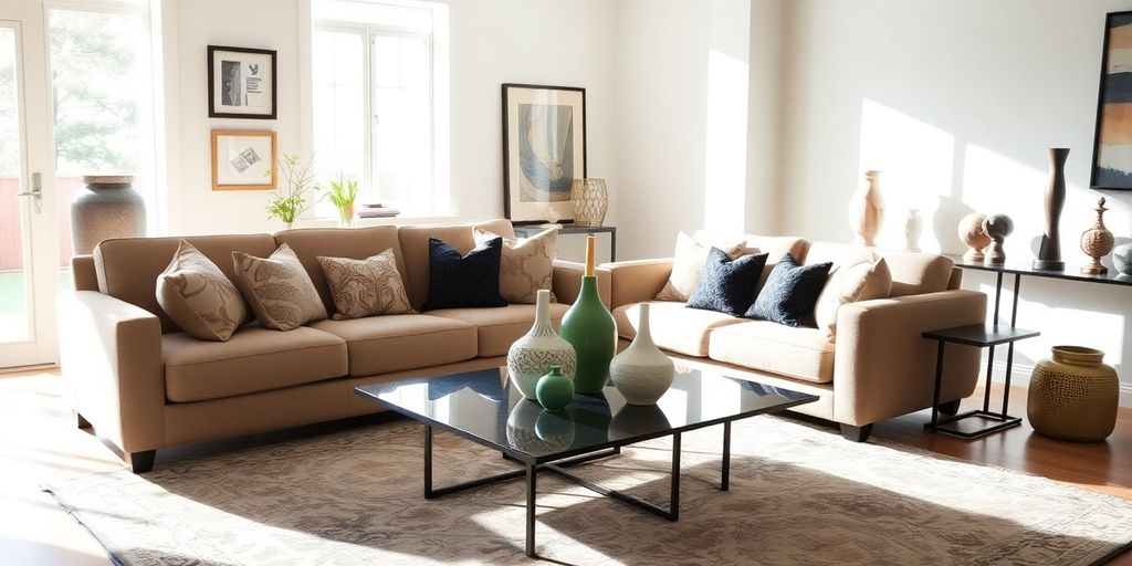 Stylish room with discounted furniture and decor.