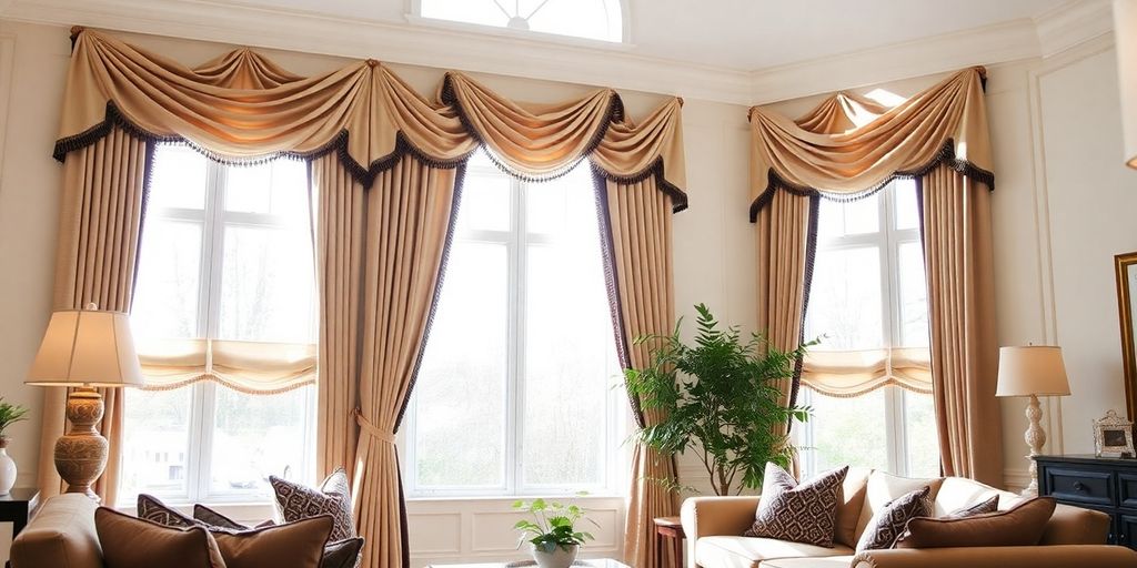 Inviting living room with stylish window treatments