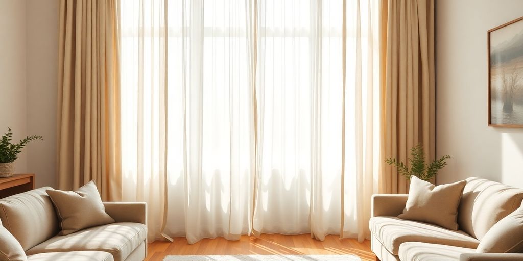 Stylish drapes in a living room.