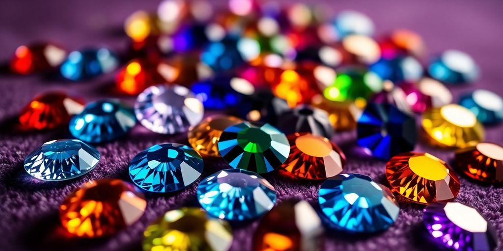 Sparkling diamond painting gems arranged beautifully.