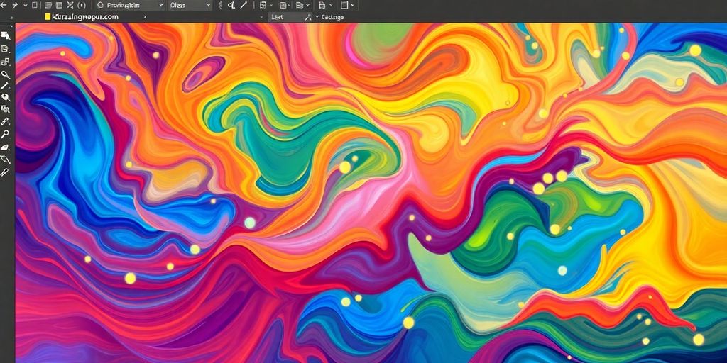 Krita animation software interface with colorful drawings.