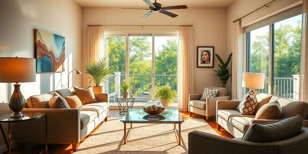 Cozy living room with furniture from Wayfair.