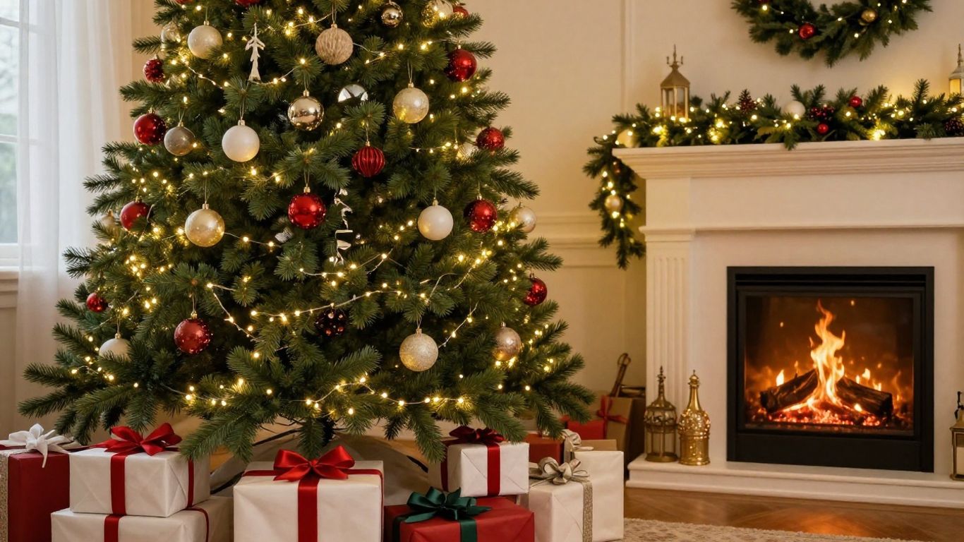 Cozy Christmas living room decor at The Home Depot.