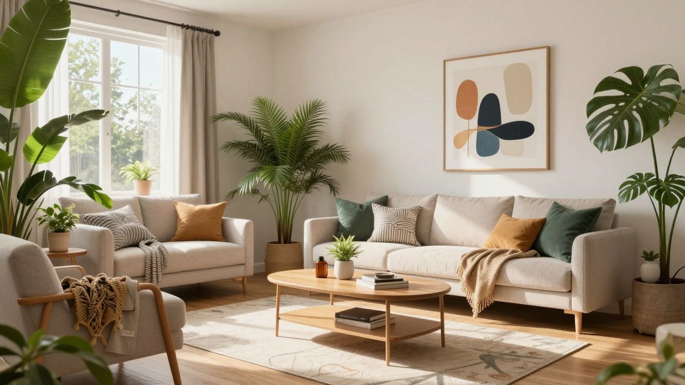 Modern living room interior in a design game.